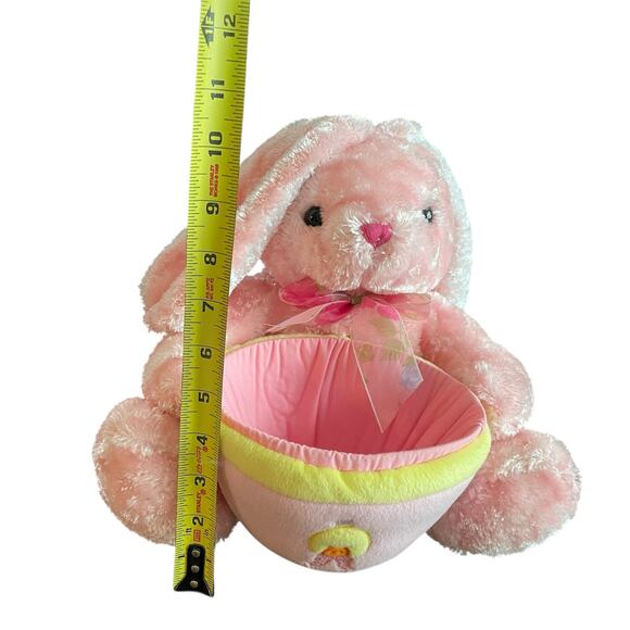Bunny Rabbit Plush Basket Easter Candy Holder Pink Round Stuffed 10" Toy READ - Picture 13 of 13